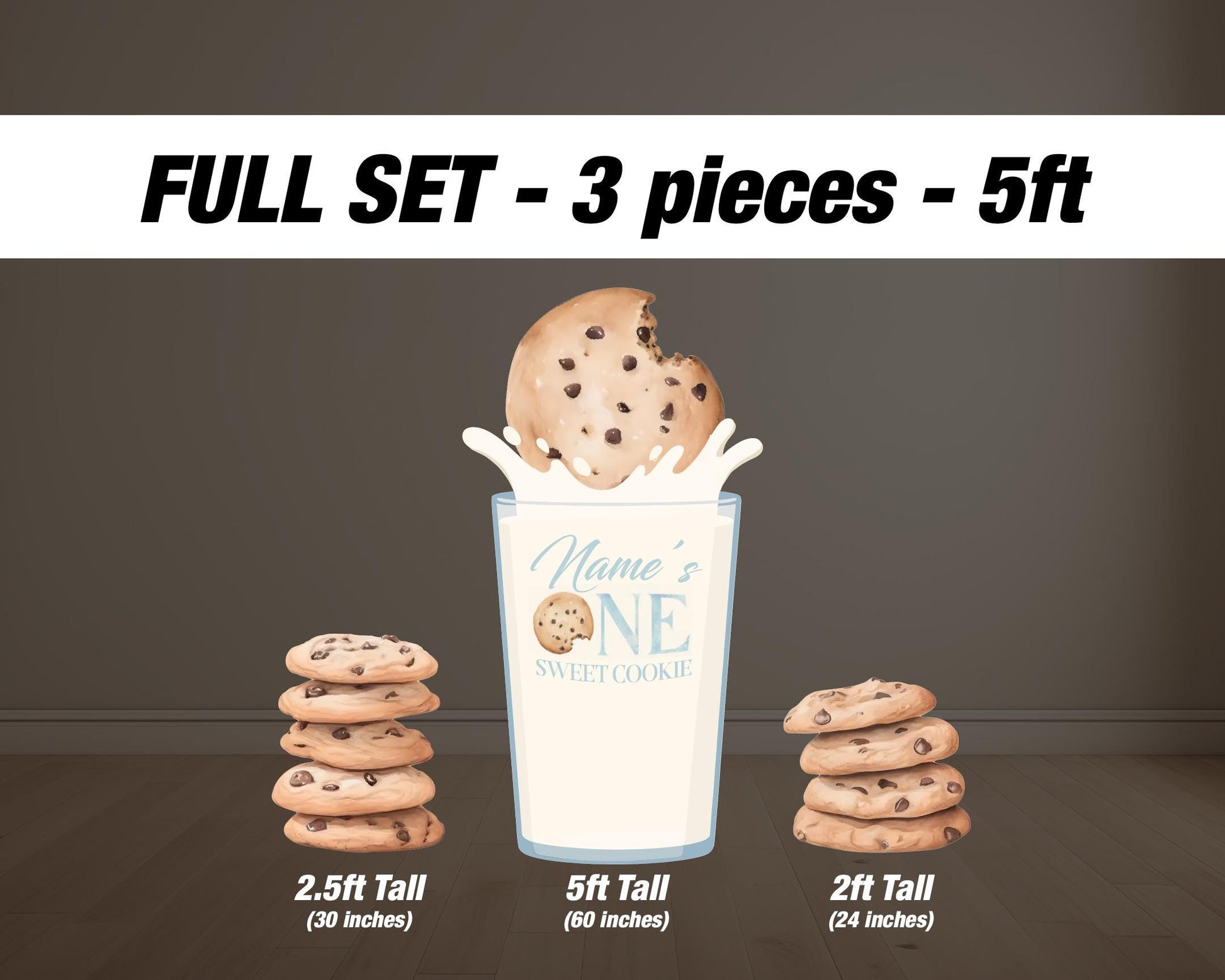 One Sweet Cookie Backdrop props decorations, decor, milk and cookies yard sign, lawn sign, centerpieces, stands, NOT fabric. 4mm coroplast - EzCutoutz