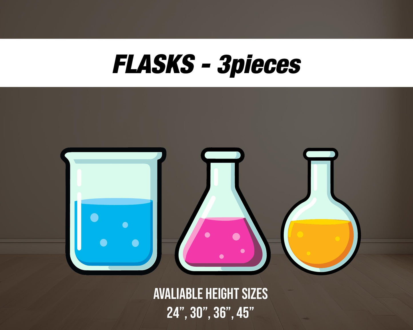 Science Lab party backdrop Props Mad Scientist Party decorations STEM party flask beaker props Panel Backdrop with stands cutout NOT fabric. - EzCutoutz