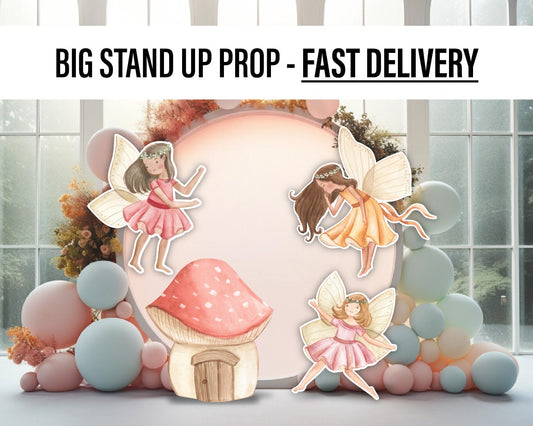 Fairy first props Watercolor decoration cutout Fairy Birthday Whimsical Party Decor, fairy themed, Lawn signs, Yard art, Backdrop - EzCutoutz