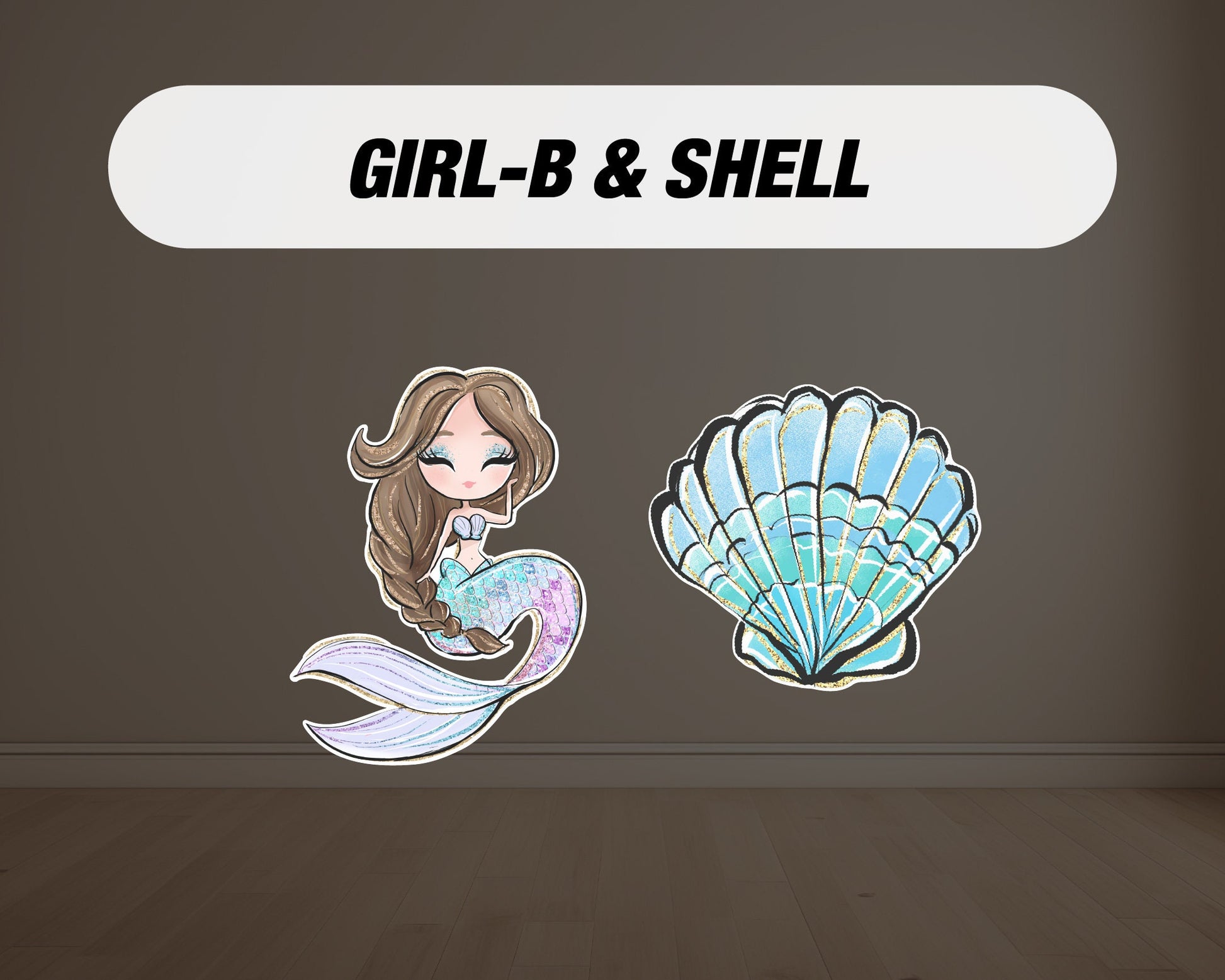 Mermaid Cutouts cute watercolor sea Cutouts centerpieces ocean animal standee, mermaid themed Party Decor, table toppers baby shower - EzCutoutz
