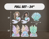 Mermaid Cutouts cute watercolor sea Cutouts centerpieces ocean animal standee, mermaid themed Party Decor, table toppers baby shower - EzCutoutz