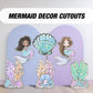 Mermaid Cutouts cute watercolor sea Cutouts centerpieces ocean animal standee, mermaid themed Party Decor, table toppers baby shower - EzCutoutz