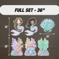 Mermaid Cutouts cute watercolor sea Cutouts centerpieces ocean animal standee, mermaid themed Party Decor, table toppers baby shower - EzCutoutz