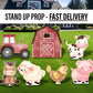 Farm Animal Cutouts cute watercolor farm Cutouts centerpieces farm animal standee, farm themed Party Decor, table toppers baby shower - EzCutoutz