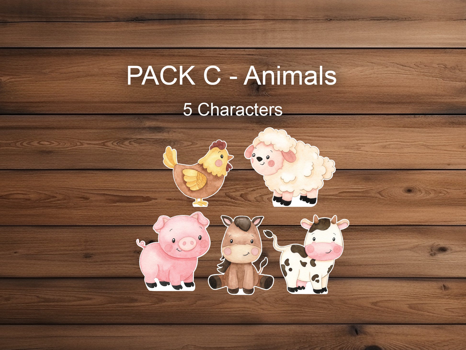 Farm Animal Cutouts cute watercolor farm Cutouts centerpieces farm animal standee, farm themed Party Decor, table toppers baby shower - EzCutoutz