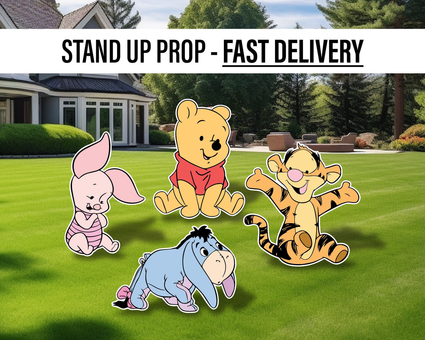 Baby winnie the pooh set babyshower, Classic bear, winnie the pooh decor, cutouts, lawn signs, yard sign, backdrop centerpieces, high res - EzCutoutz