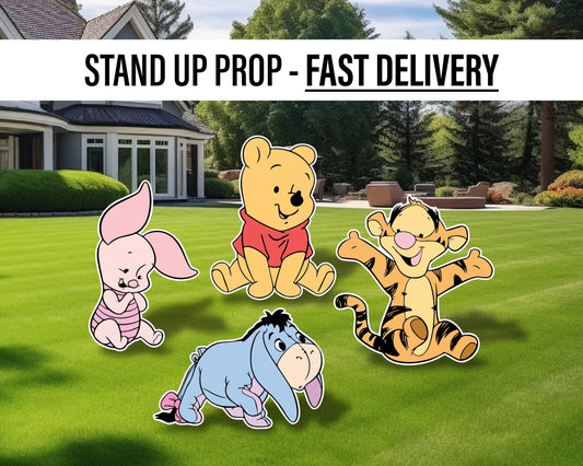 Baby winnie the pooh set babyshower, Classic bear, winnie the pooh decor, cutouts, lawn signs, yard sign, backdrop centerpieces, high res - EzCutoutz