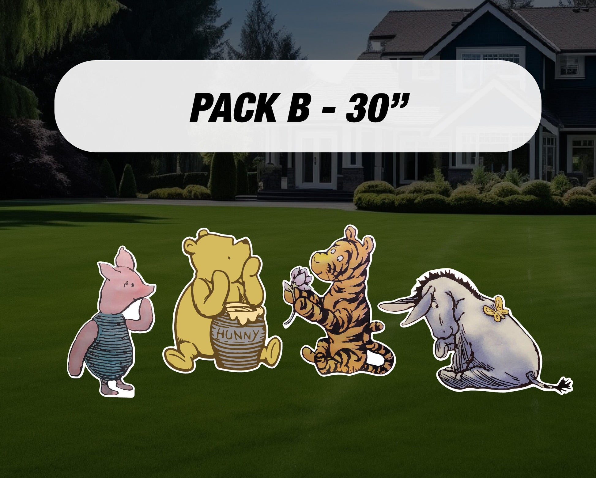 Classic winnie the pooh set babyshower, Classic bear, winnie the pooh decor, cutouts, lawn signs, yard sign, backdrop centerpieces, high res - EzCutoutz