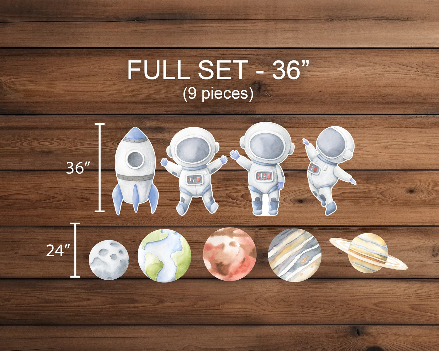 Cute Baby Astronaut Cutouts watercolor Outerspace Cutouts centerpieces astro standee, Space themed Party Decor, table toppers babyshower - EzCutoutz