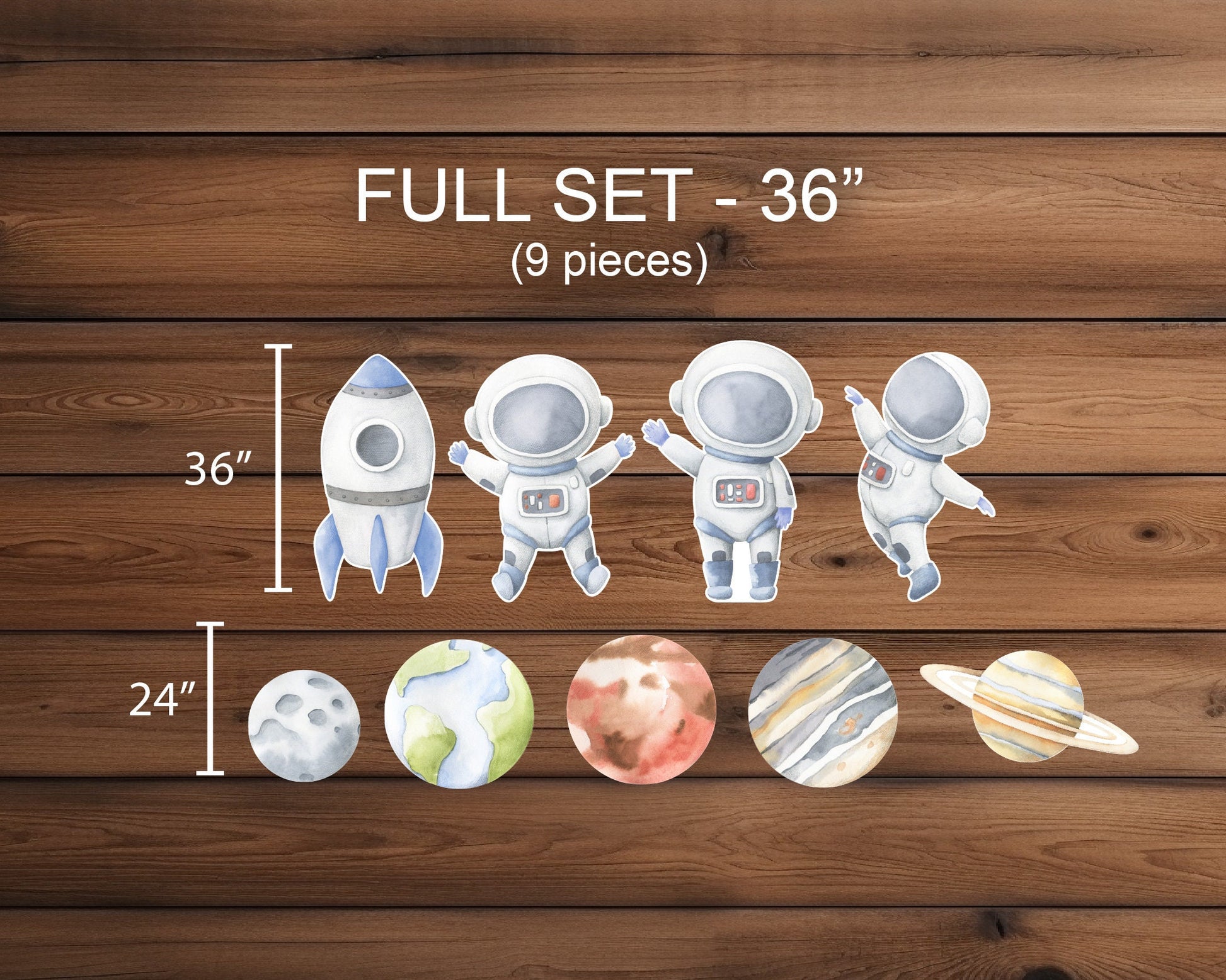Cute Baby Astronaut Cutouts watercolor Outerspace Cutouts centerpieces astro standee, Space themed Party Decor, table toppers babyshower - EzCutoutz