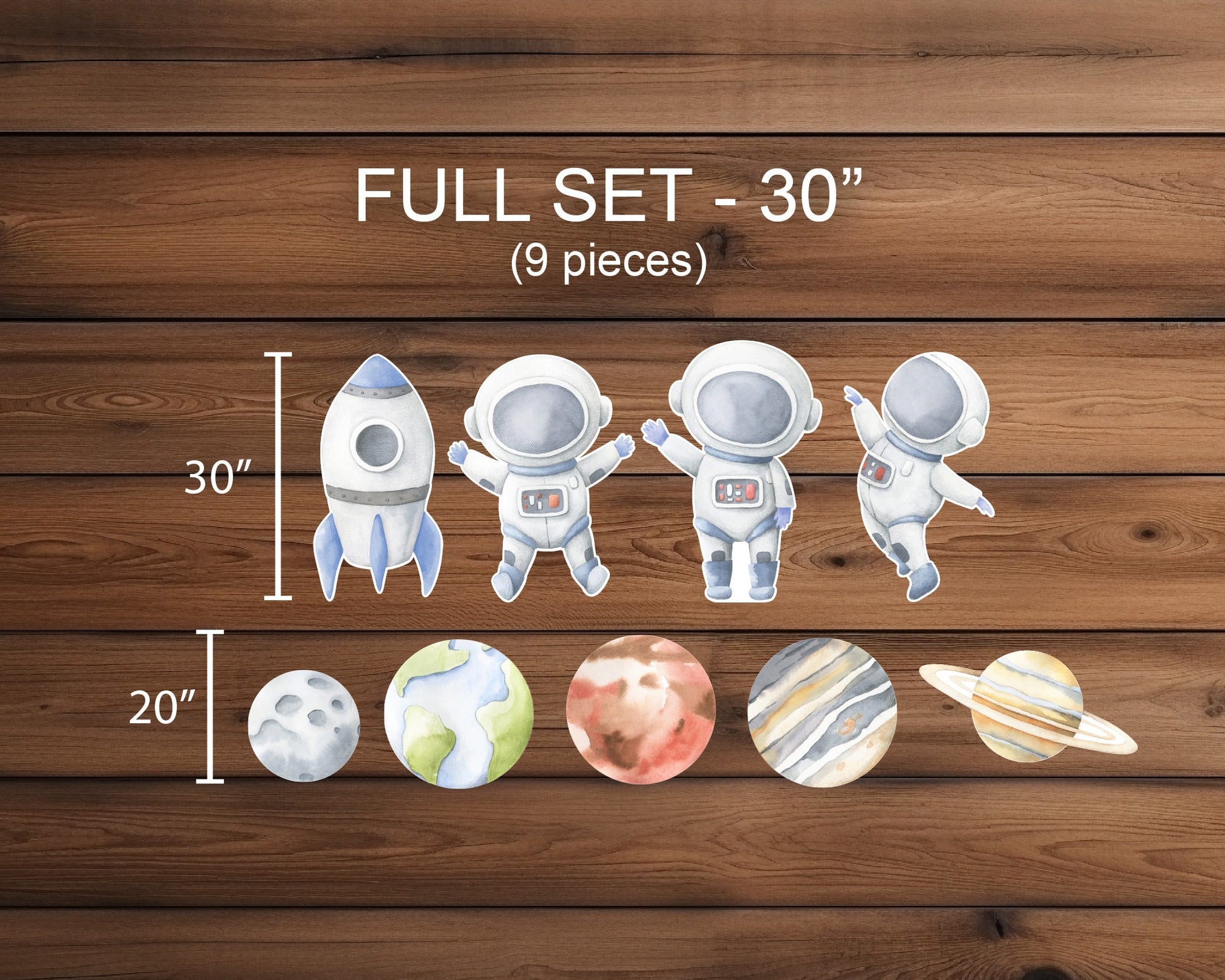 Cute Baby Astronaut Cutouts watercolor Outerspace Cutouts centerpieces astro standee, Space themed Party Decor, table toppers babyshower - EzCutoutz