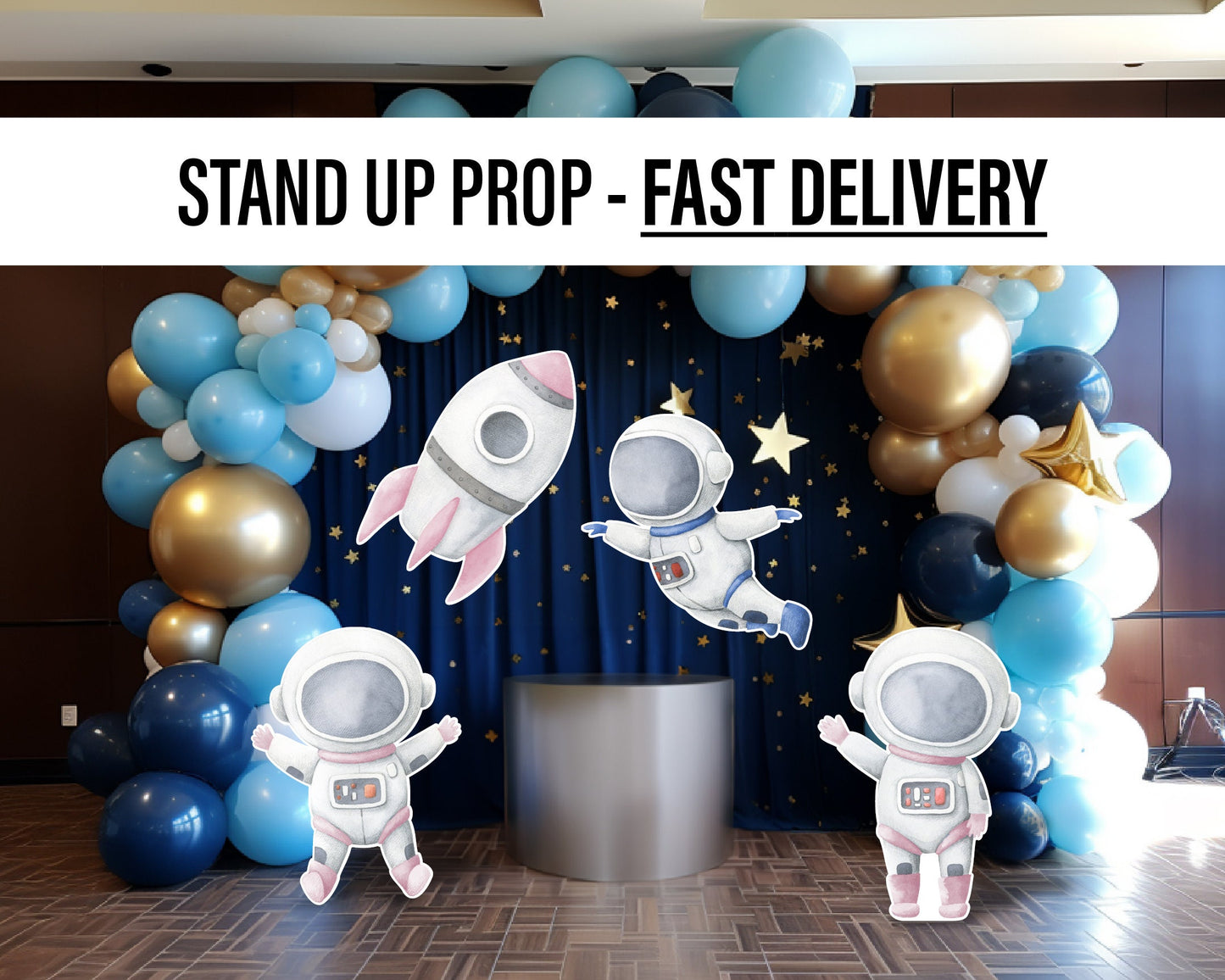 PINK Cute Baby Astronaut Cutouts watercolor Outerspace Cutouts centerpieces astro standee, Space themed Party Decor, table topper babyshower - EzCutoutz