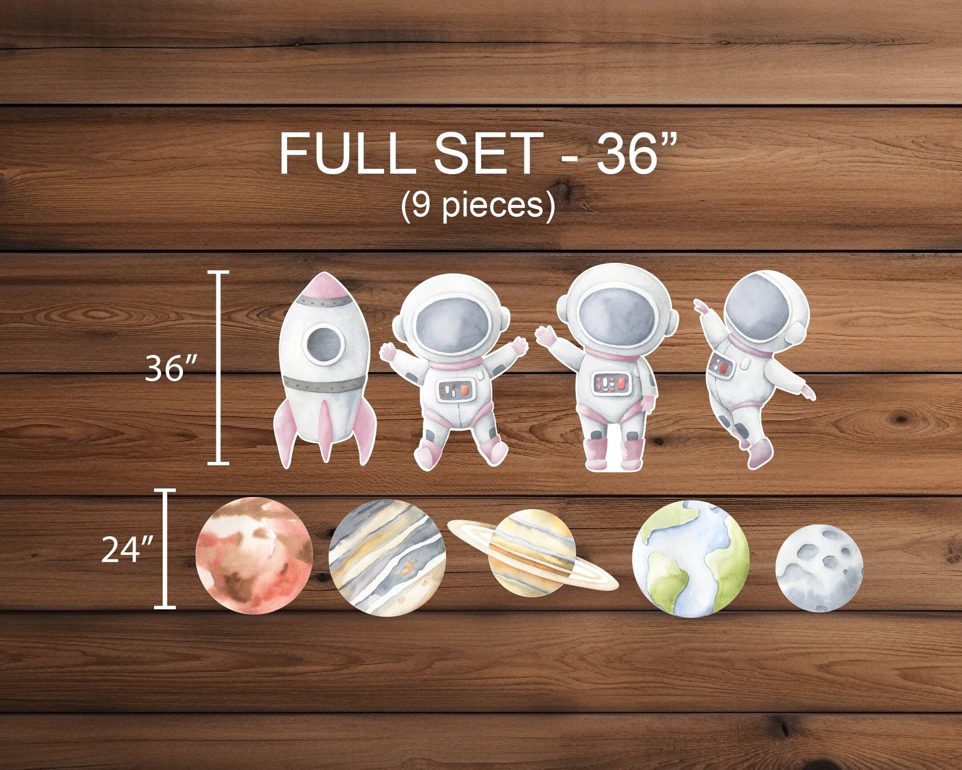 PINK Cute Baby Astronaut Cutouts watercolor Outerspace Cutouts centerpieces astro standee, Space themed Party Decor, table topper babyshower - EzCutoutz