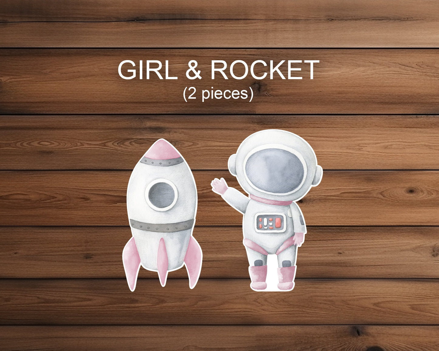 PINK Cute Baby Astronaut Cutouts watercolor Outerspace Cutouts centerpieces astro standee, Space themed Party Decor, table topper babyshower - EzCutoutz