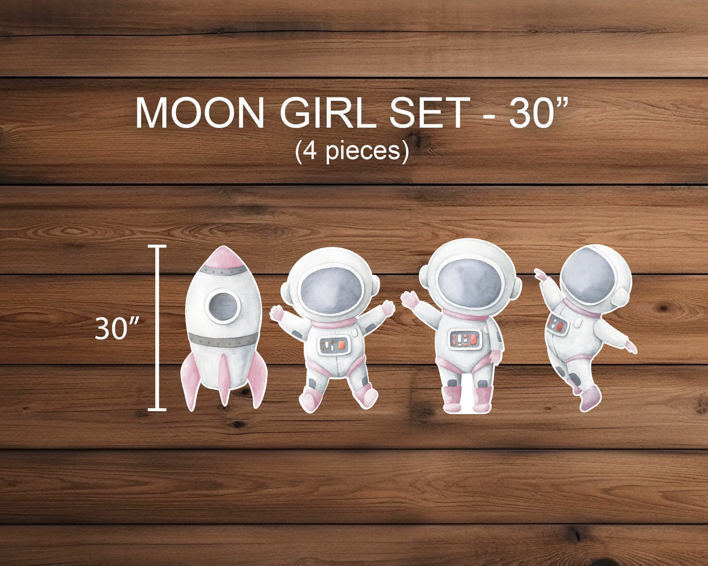 PINK Cute Baby Astronaut Cutouts watercolor Outerspace Cutouts centerpieces astro standee, Space themed Party Decor, table topper babyshower - EzCutoutz