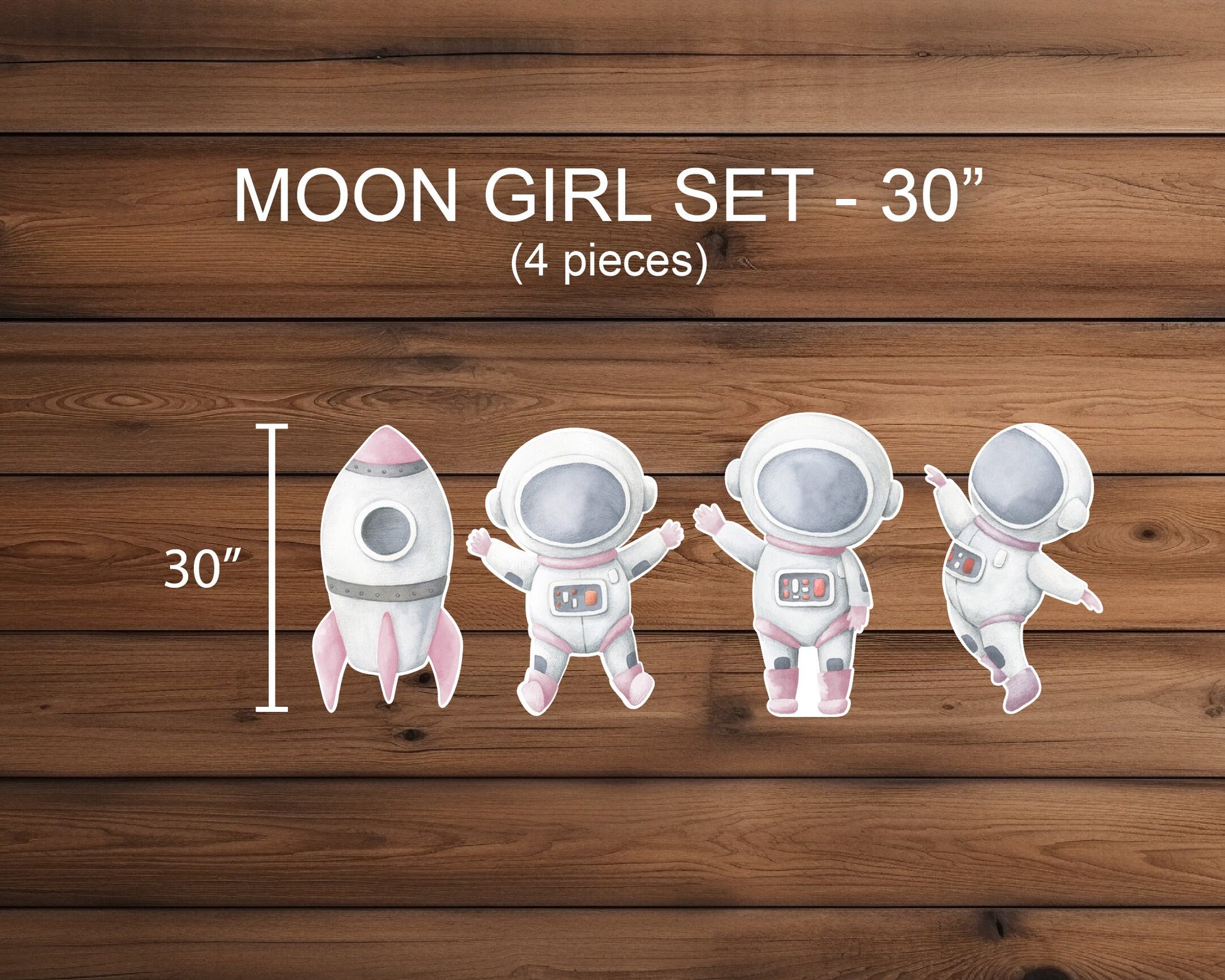 PINK Cute Baby Astronaut Cutouts watercolor Outerspace Cutouts centerpieces astro standee, Space themed Party Decor, table topper babyshower - EzCutoutz