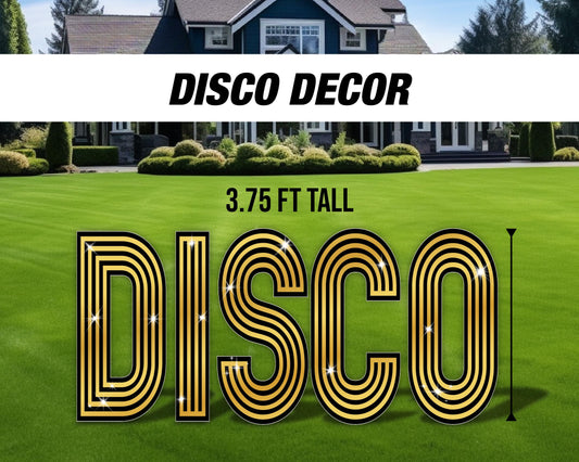 Disco letter cutout decor disco themed, 90s 80s party, groovy lawn signs, yard sign, backdrop centerpieces, high resolution coroplast - EzCutoutz