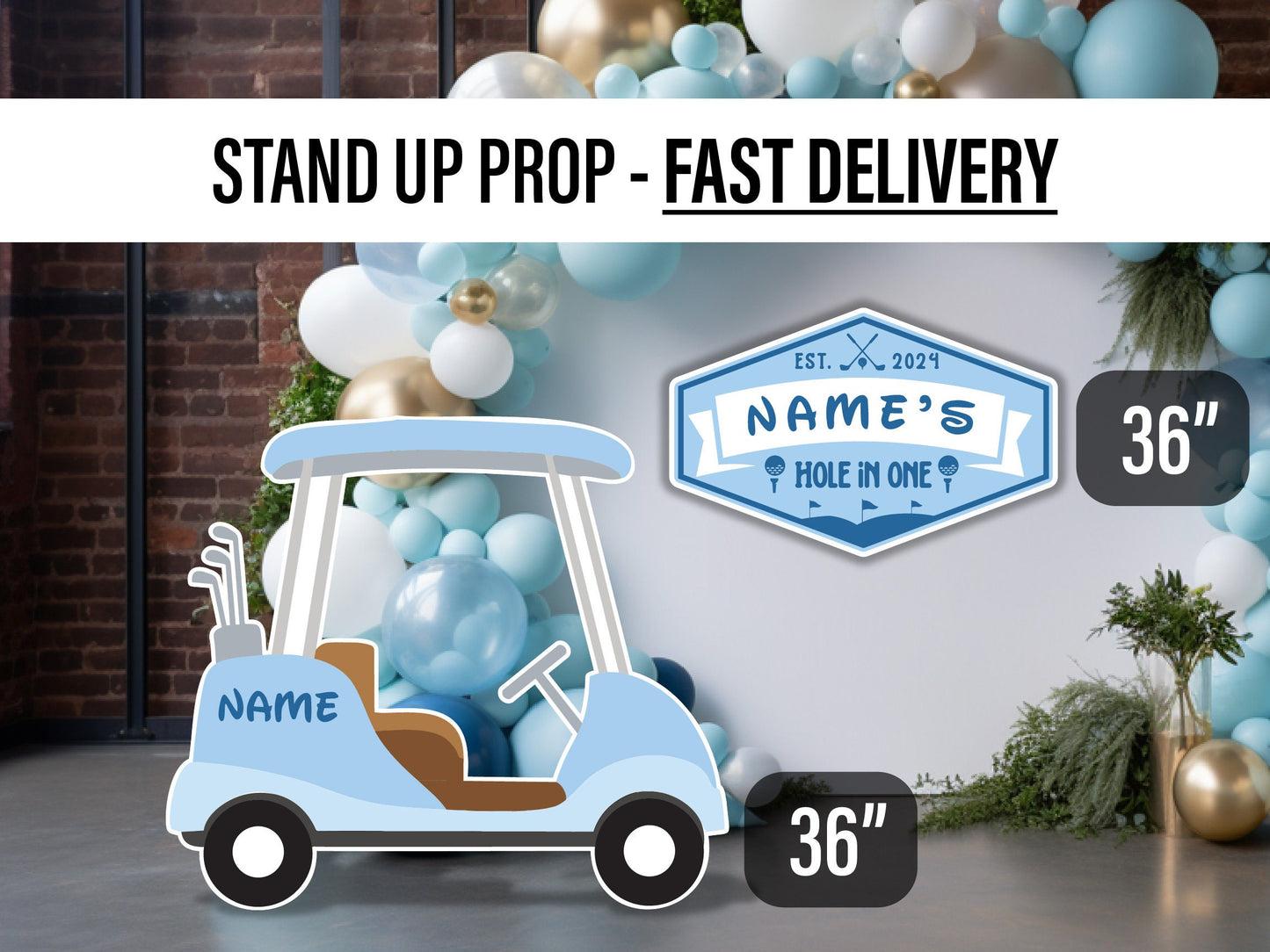 Baby blue golf cutout golf party birthday decor, cut out, lawn signs, yard sign, backdrop centerpieces, high res - EzCutoutz