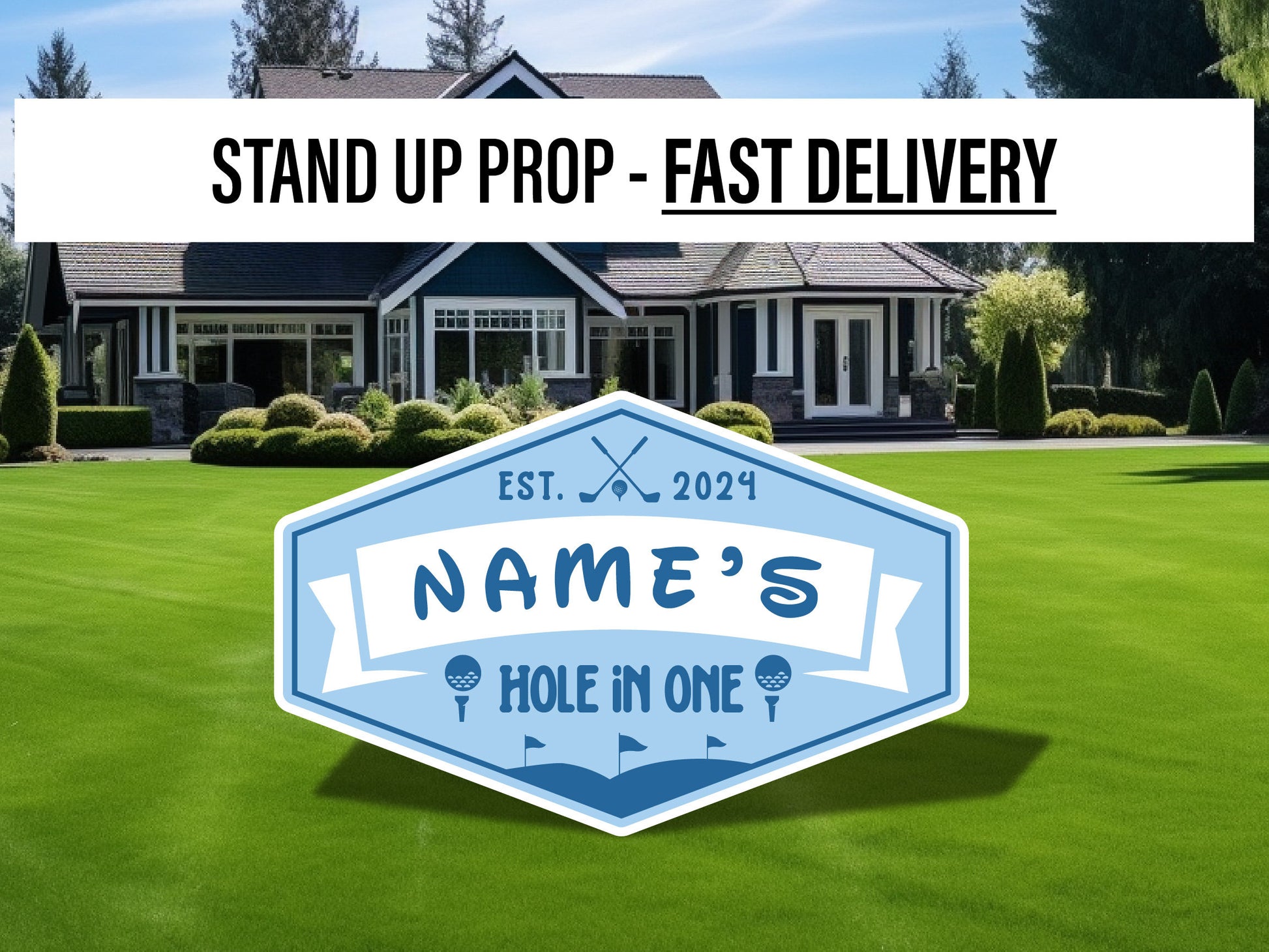Baby blue golf cutout golf party birthday decor, cut out, lawn signs, yard sign, backdrop centerpieces, high res - EzCutoutz