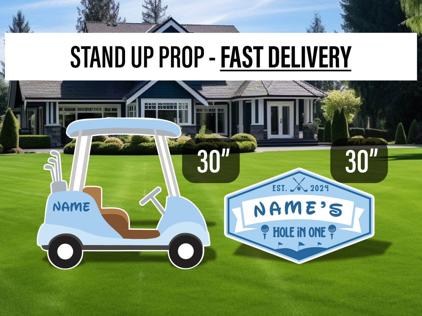 Baby blue golf cutout golf party birthday decor, cut out, lawn signs, yard sign, backdrop centerpieces, high res - EzCutoutz