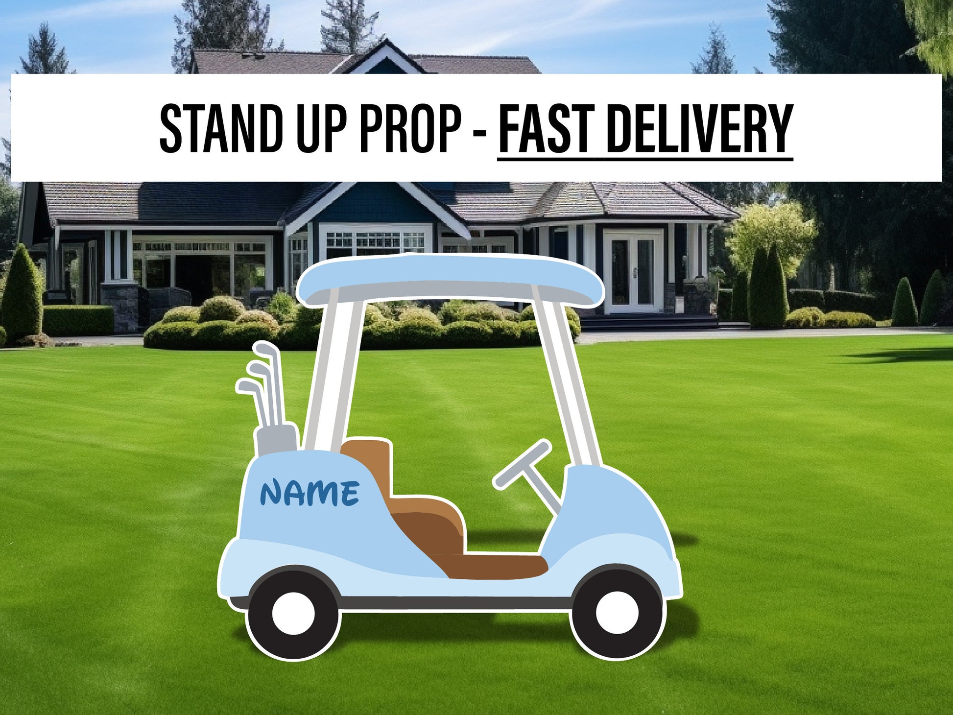 Baby blue golf cutout golf party birthday decor, cut out, lawn signs, yard sign, backdrop centerpieces, high res - EzCutoutz