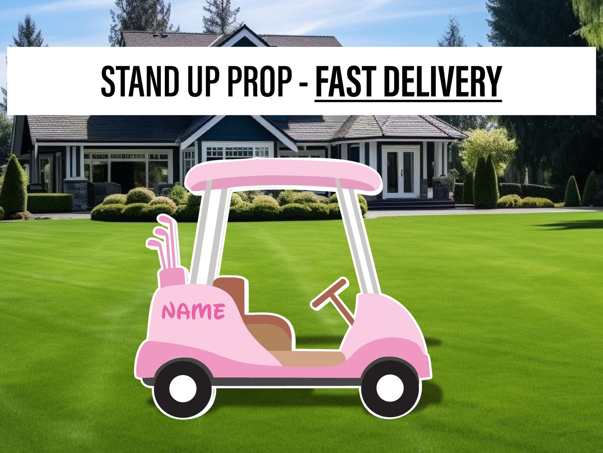 Baby pink golf cutout golf party birthday decor, cut out, lawn signs, yard sign, backdrop centerpieces, high res - EzCutoutz