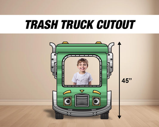 Trash Truck Cutout Decor, Photo Prop, green garbage truck selfie frame Birthday party decor, cutouts, lawn signs, yard sign - EzCutoutz
