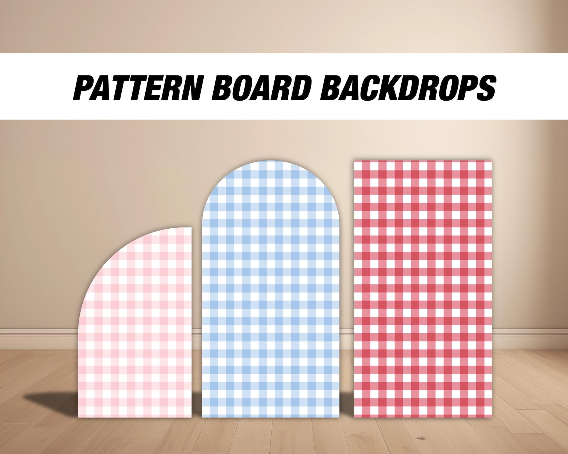 Pattern Panel Backdrop Gingham Pastel Plaid Flannel Backdrops with stands, NOT fabric. 4mm coroplast backdrop - EzCutoutz