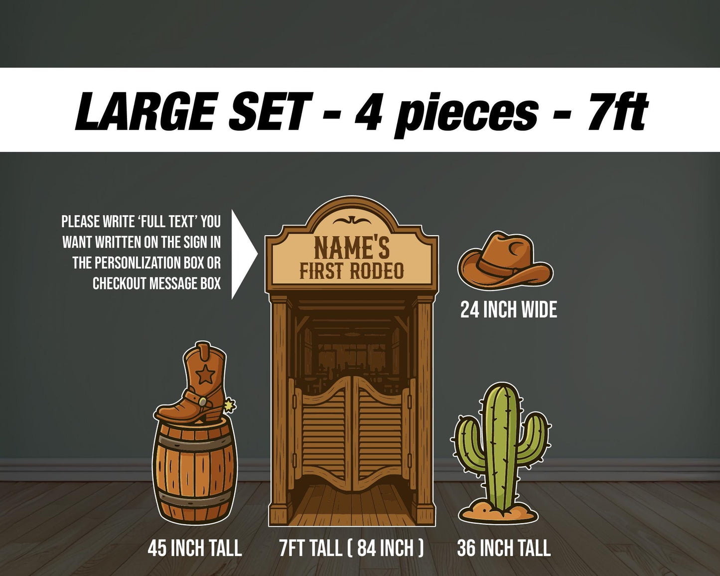 Rodeo Backdrop with stands. First Rodeo, Cowboy Cowgirl birthday party, rodeo themed event decoration Lightweight Portable Board not fabric. - EzCutoutz