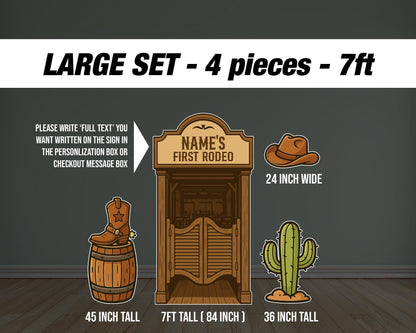 Rodeo Backdrop with stands. First Rodeo, Cowboy Cowgirl birthday party, rodeo themed event decoration Lightweight Portable Board not fabric. - EzCutoutz