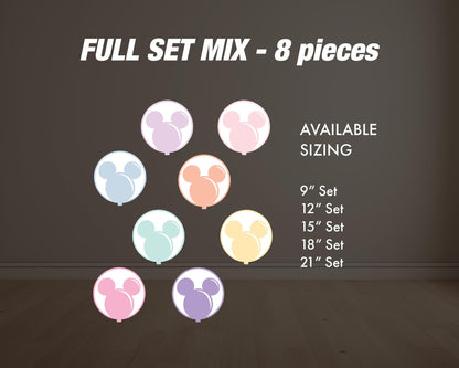 Pastel Mickey Balloons, Balloon Birthday Party Cutout Decoration, High resolution print, yard sign, lawn sign, backdrop, centerpieces - EzCutoutz