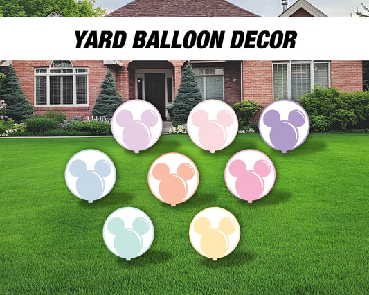 Pastel Mickey Balloons, Balloon Birthday Party Cutout Decoration, High resolution print, yard sign, lawn sign, backdrop, centerpieces - EzCutoutz