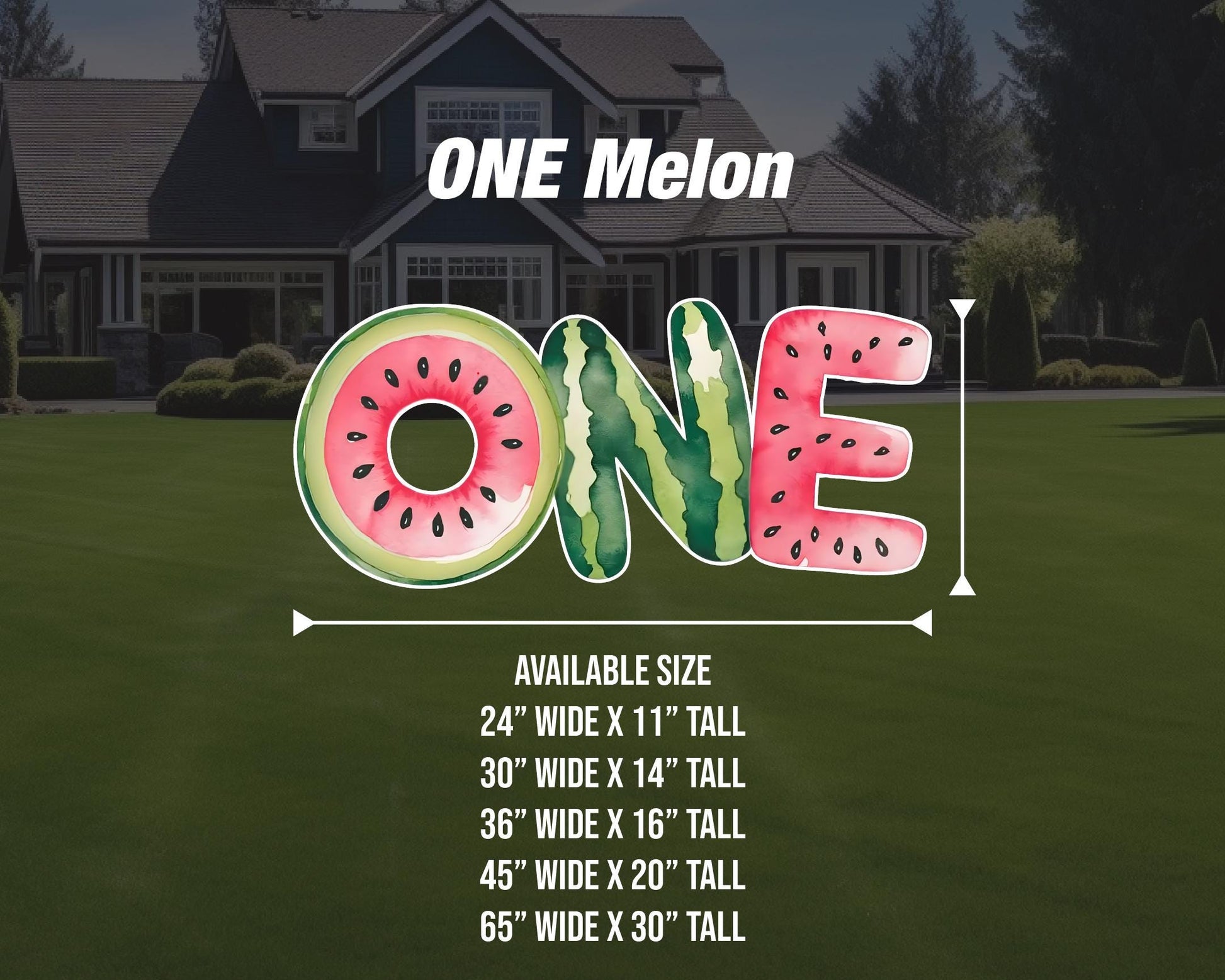 One Melon watermelon cutout, One in a melon yard sign, lawn sign, Frutti Tutti, birthday party event decoration Decor - EzCutoutz