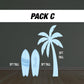 Blue palm tree Surfboard cutouts, tropical themed decorations, tropical party decor, party props, backdrop centerpieces, high res - EzCutoutz