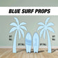 Blue palm tree Surfboard cutouts, tropical themed decorations, tropical party decor, party props, backdrop centerpieces, high res - EzCutoutz