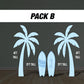 Blue palm tree Surfboard cutouts, tropical themed decorations, tropical party decor, party props, backdrop centerpieces, high res - EzCutoutz