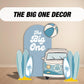 The BIG ONE Backdrop Props beach party Surf party themed Panel Backdrop with stands, Summer themed, big wave, groovy van, NOT fabric. - EzCutoutz