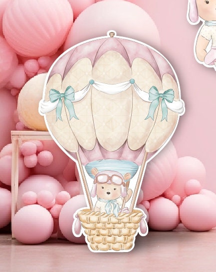 aviator bear Time Flies Decor Cute Bear Airplane parachute Cutout, party decoration, cutouts, lawn signs, yard signs, backdrop centerpieces - EzCutoutz