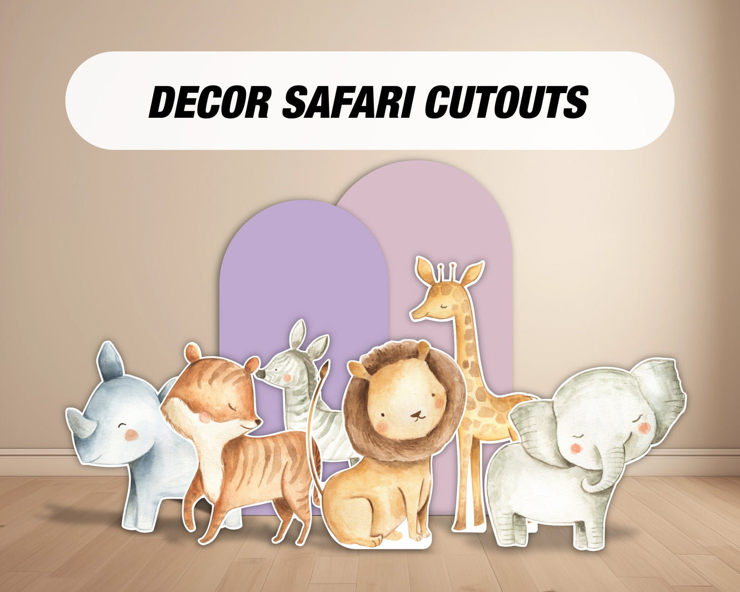 Wild One Safari Watercolor Cutout decoration, Wild one safari babyshower decor party, cutouts, yard signs, yard signs, backdrop centerpieces - EzCutoutz