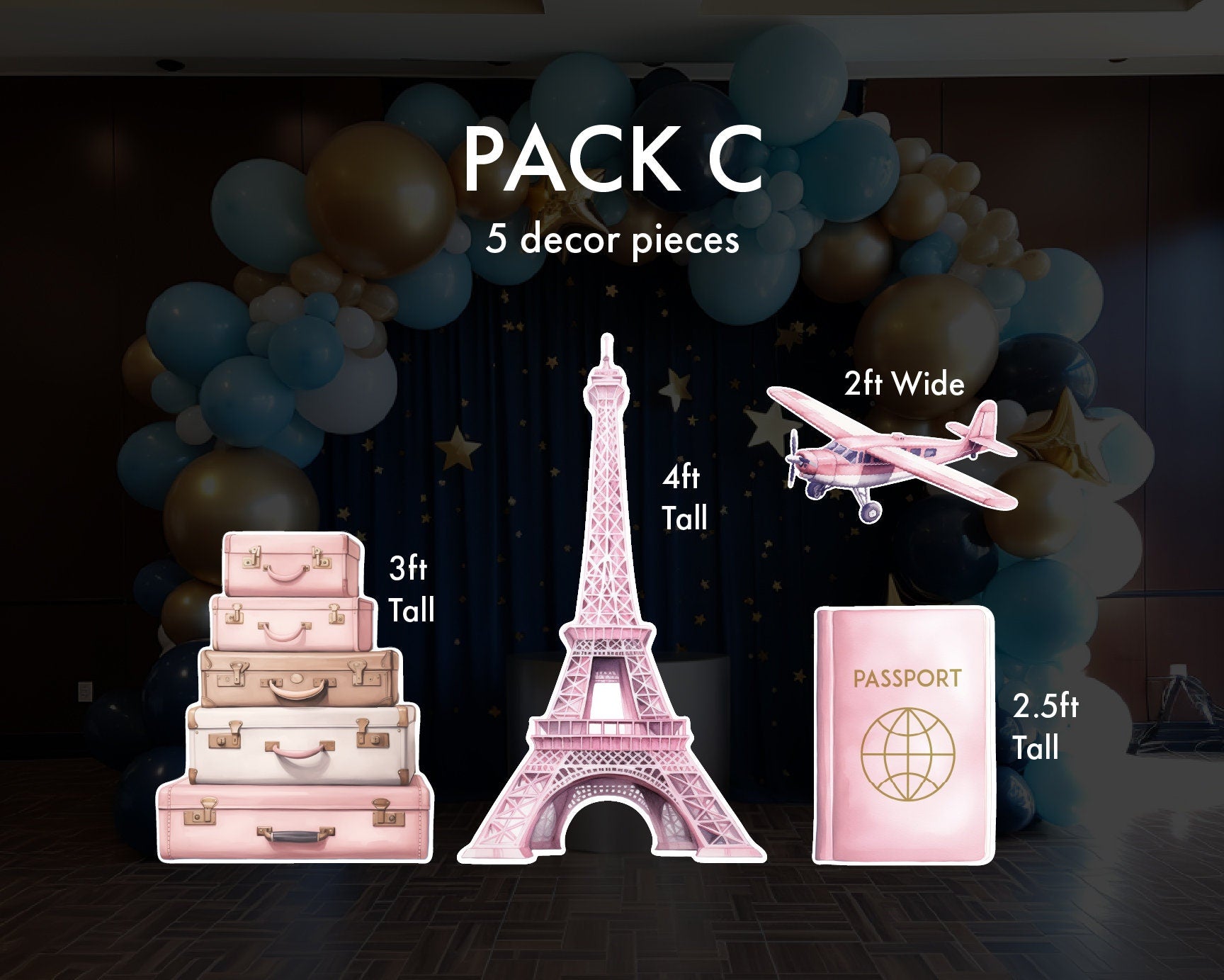 Travel Adventure Theme backdrop Birthday watercolor  airplane cutout decorations baby shower hot air balloon, backdrop, Rigid Boards - EzCutoutz