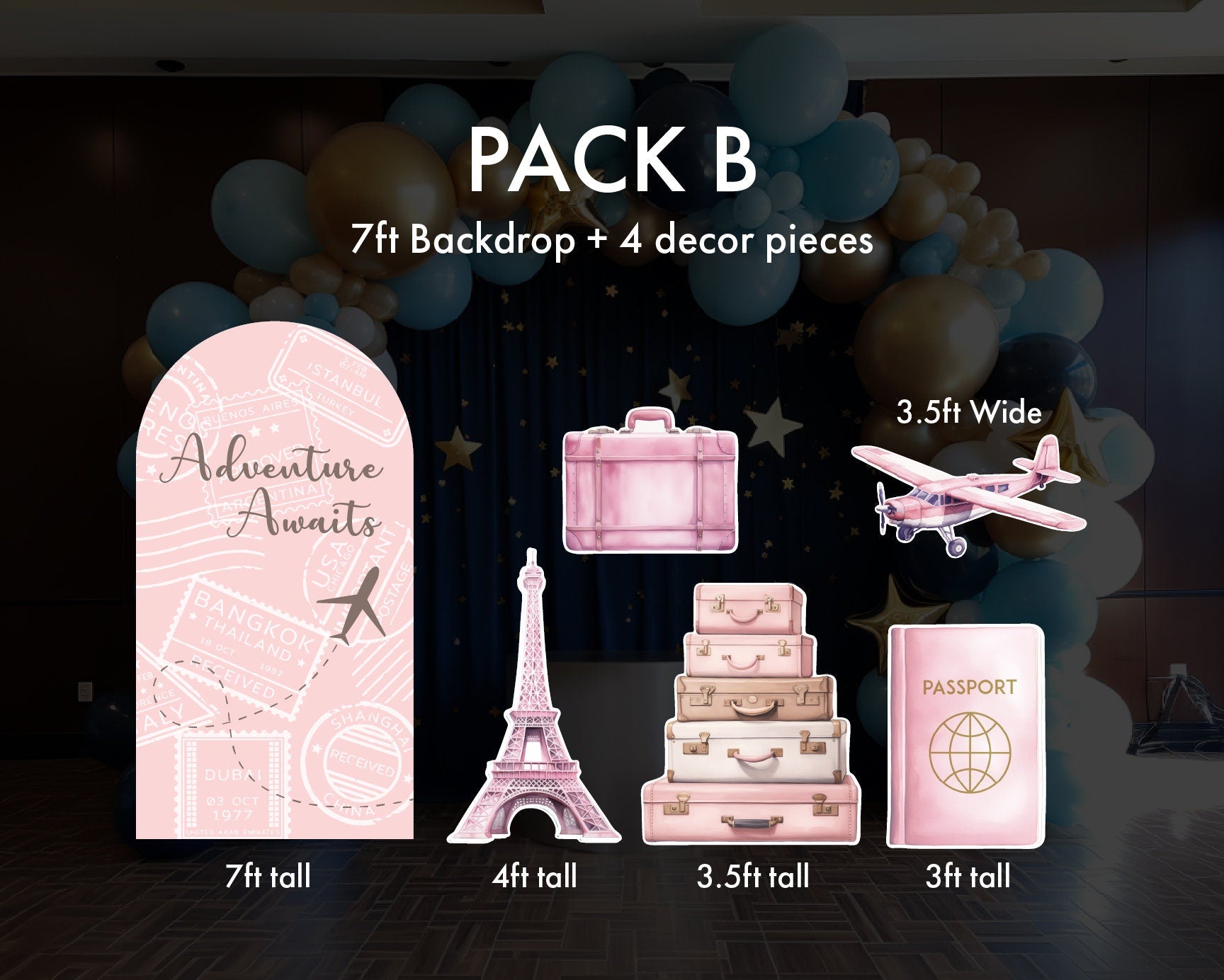 Travel Adventure Theme backdrop Birthday watercolor  airplane cutout decorations baby shower hot air balloon, backdrop, Rigid Boards - EzCutoutz