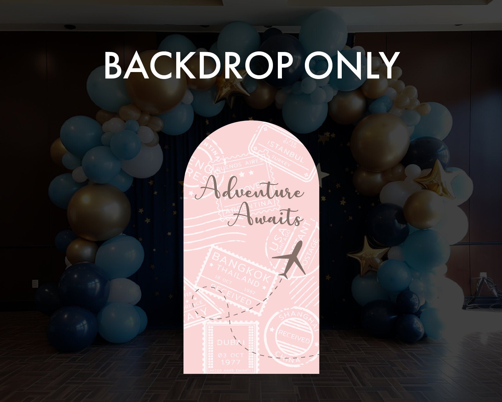Travel Adventure Theme backdrop Birthday watercolor  airplane cutout decorations baby shower hot air balloon, backdrop, Rigid Boards - EzCutoutz