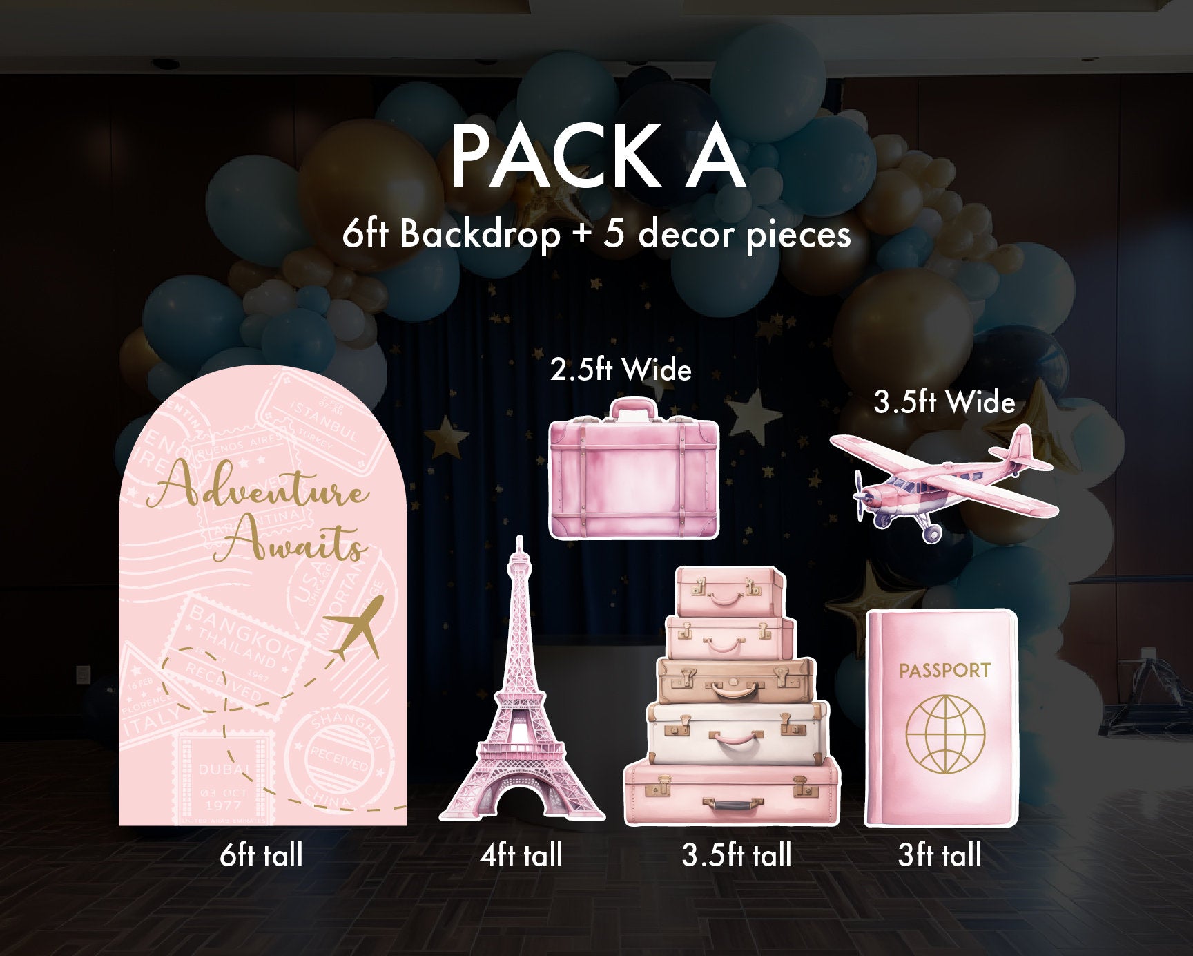 Travel Adventure Theme backdrop Birthday watercolor  airplane cutout decorations baby shower hot air balloon, backdrop, Rigid Boards - EzCutoutz