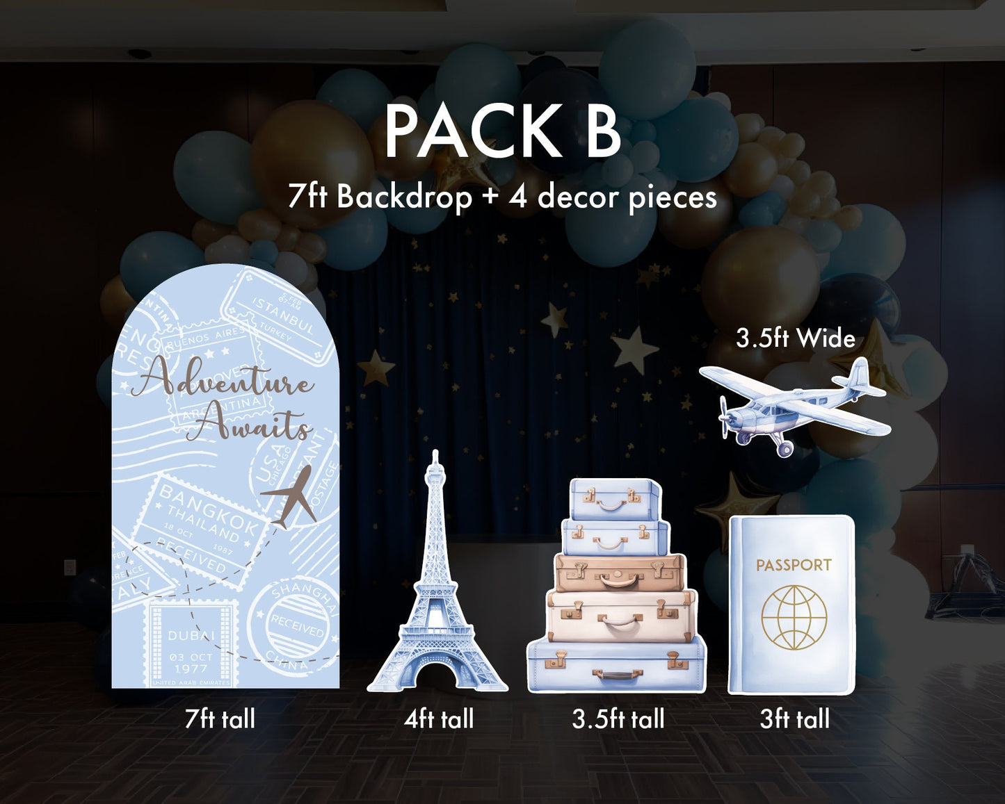 Travel Adventure Theme backdrop Birthday watercolor  airplane cutout decorations baby shower hot air balloon, backdrop, Rigid Boards - EzCutoutz