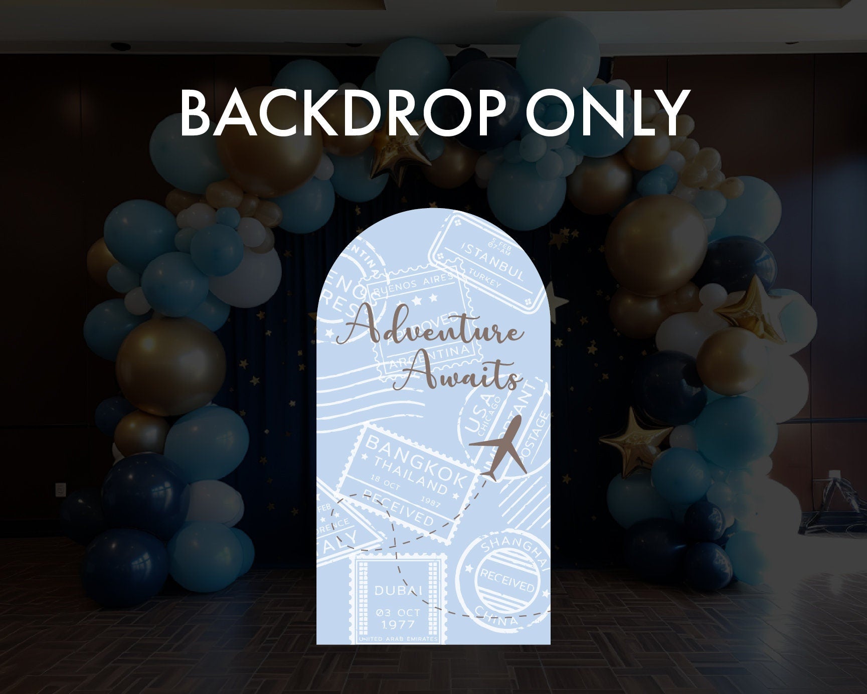 Travel Adventure Theme backdrop Birthday watercolor  airplane cutout decorations baby shower hot air balloon, backdrop, Rigid Boards - EzCutoutz