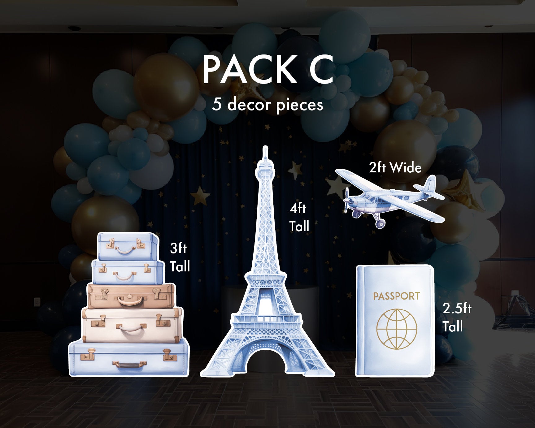 Travel Adventure Theme backdrop Birthday watercolor  airplane cutout decorations baby shower hot air balloon, backdrop, Rigid Boards - EzCutoutz
