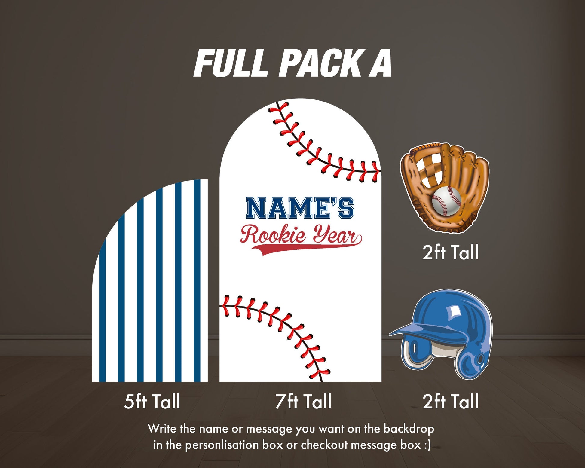 Rookie Year Backdrop Baseball themed Panel Backdrop with stands, NOT fabric. 4mm coroplast backdrop - EzCutoutz
