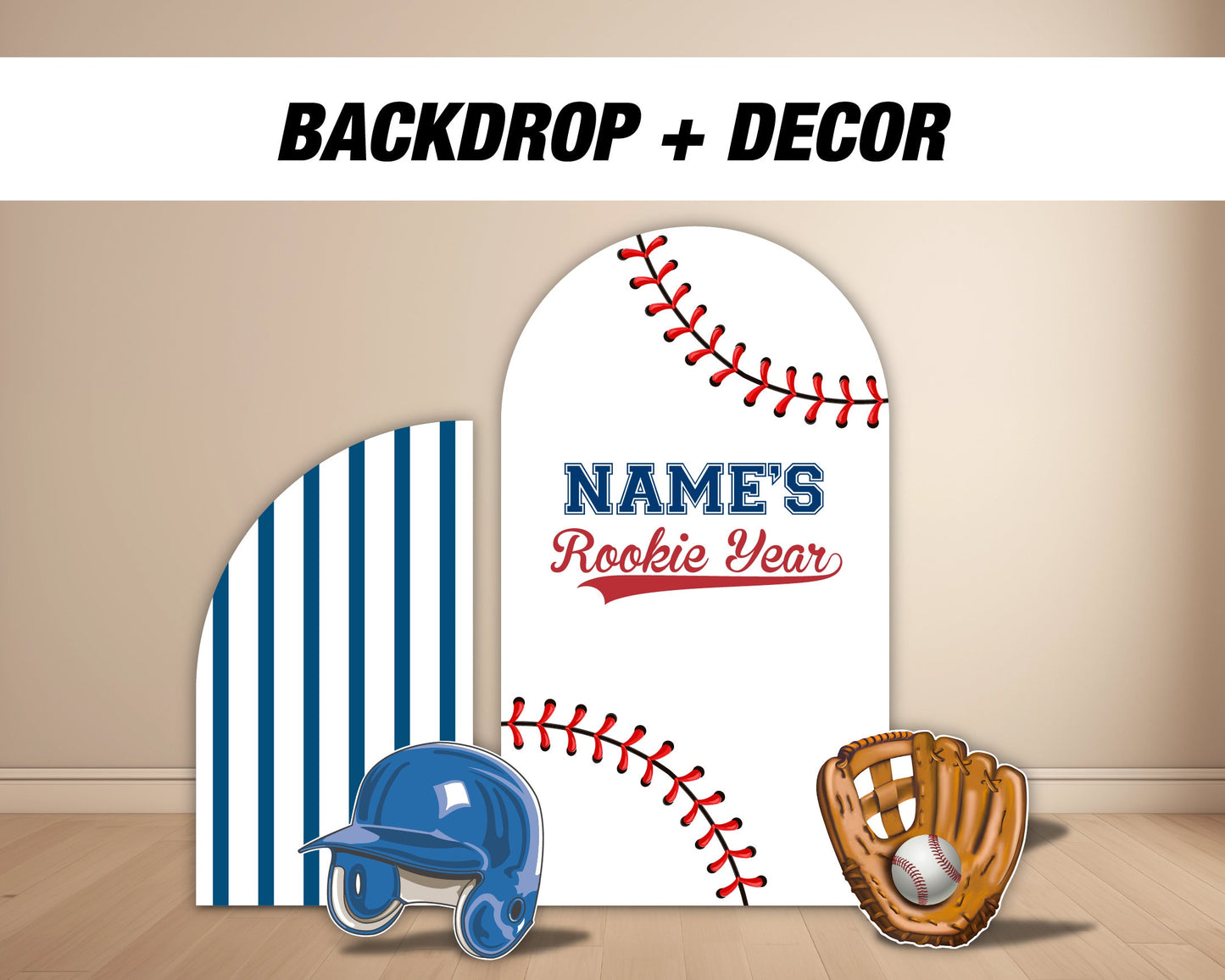 Rookie Year Backdrop Baseball themed Panel Backdrop with stands, NOT fabric. 4mm coroplast backdrop - EzCutoutz