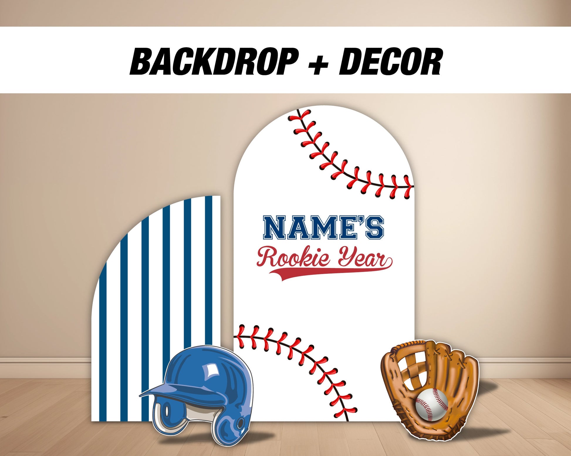 Rookie Year Backdrop Baseball themed Panel Backdrop with stands, NOT fabric. 4mm coroplast backdrop - EzCutoutz