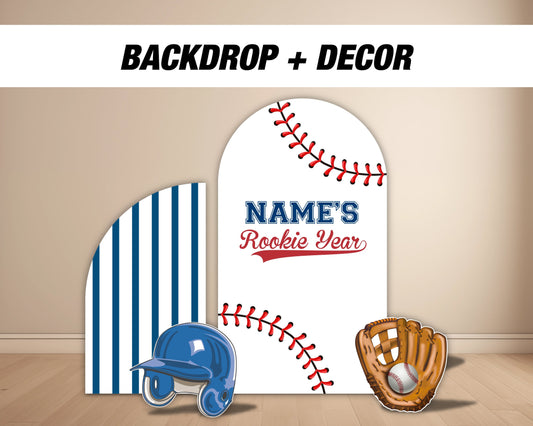 Rookie Year Backdrop Baseball themed Panel Backdrop with stands, NOT fabric. 4mm coroplast backdrop - EzCutoutz